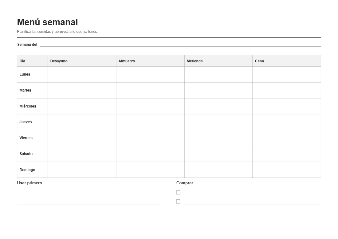 Menú semanal