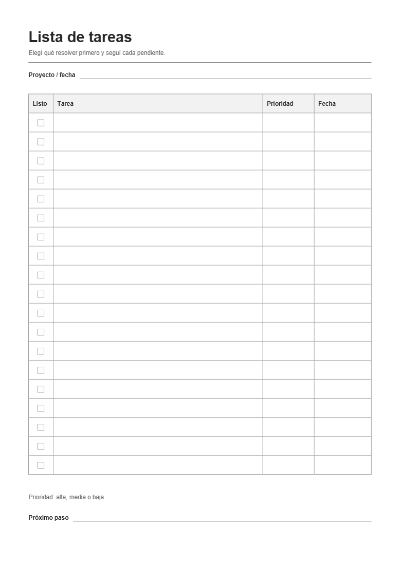 Lista de tareas