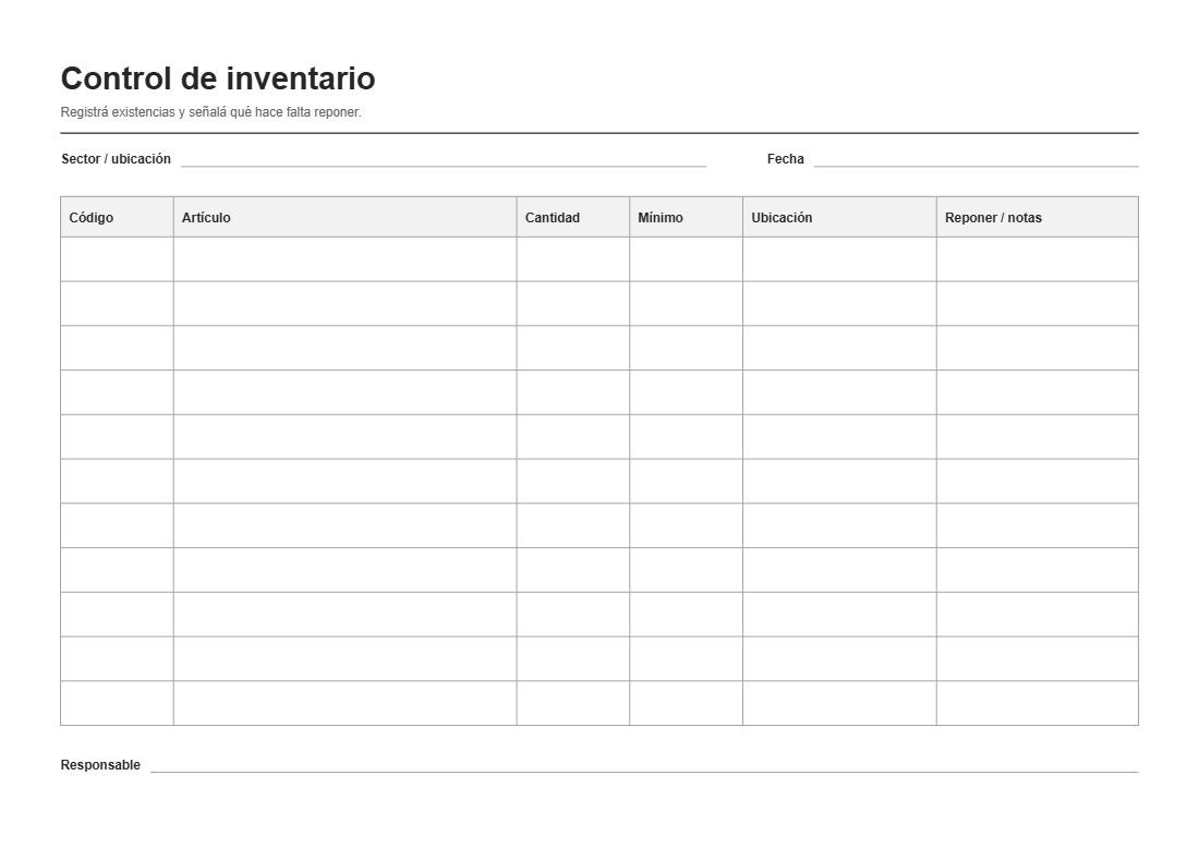 Control de inventario