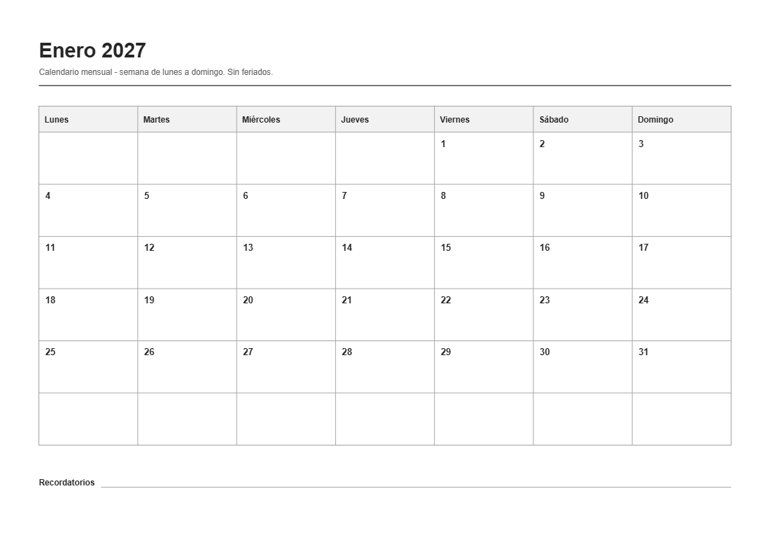 Calendario 2027, hoja 1